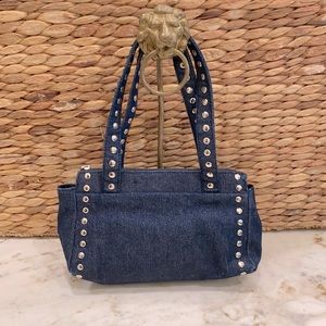 Denim, studded handbag